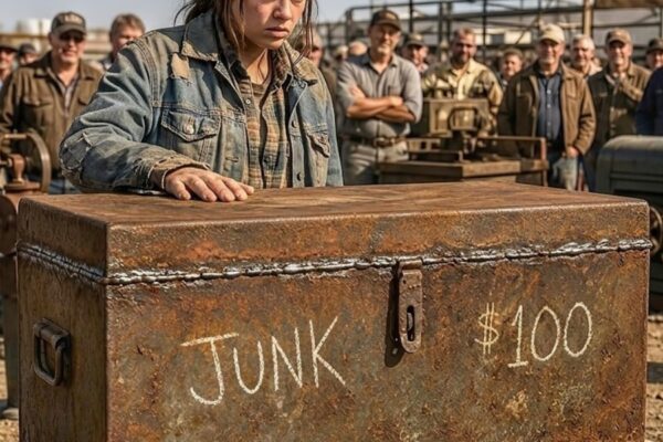 The Estate Auction Laughed as a Young Woman Paid $100 for a Welded-Shut Rusty Chest — Then She…