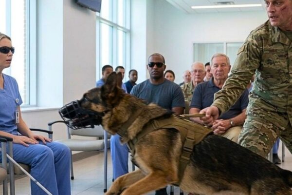 A Veteran Asked to Sit Alone — Then His Military K9 Pulled Him Toward the Blind Nurse