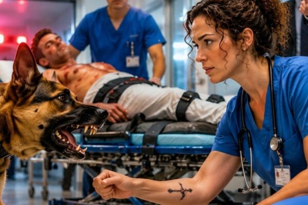 The K9 Blocked Every Doctor—Until the Night Nurse’s Scar Revealed a Secret No One Expected