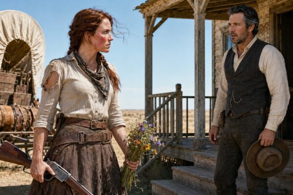 The Rancher Expected a Beautiful City Bride — The Cowgirl Stepped Down Holding His Rifle and Flowers