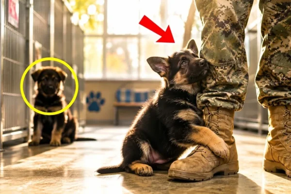 The Two Rescue Puppies Wouldn’t Leave the “Wrong” Navy SEAL… Until He Opened the Locked Door