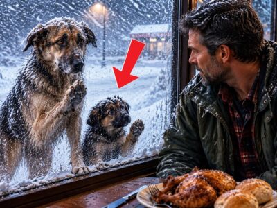 “Can We Eat With You” Two Starving German Shepherds Begged a Retired Navy SEAL Through the Glass