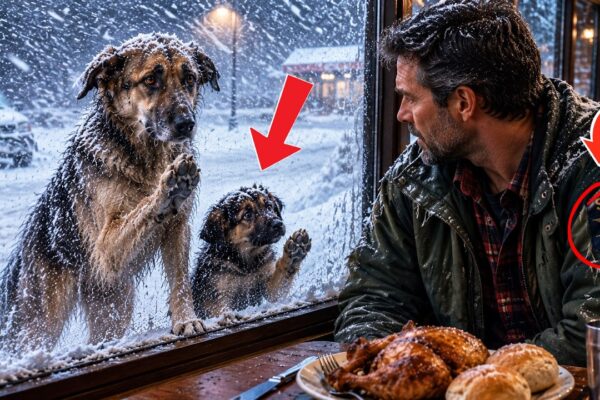 “Can We Eat With You” Two Starving German Shepherds Begged a Retired Navy SEAL Through the Glass