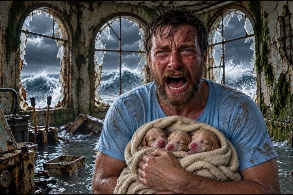 The Flood Took Everything From Him and 3 Newborn Puppies — We Turned His Old House Into a Warm Home