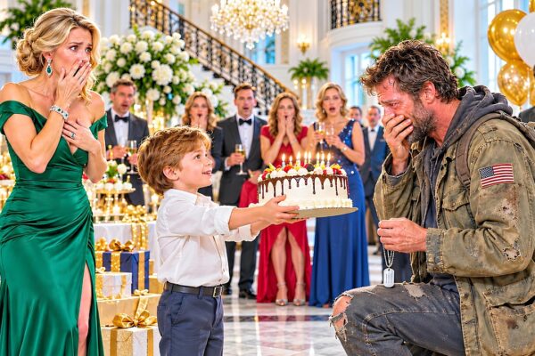 The Billionaire’s Son Gave His Birthday Cake to a Homeless Veteran—Then He Whispered, “Dad?