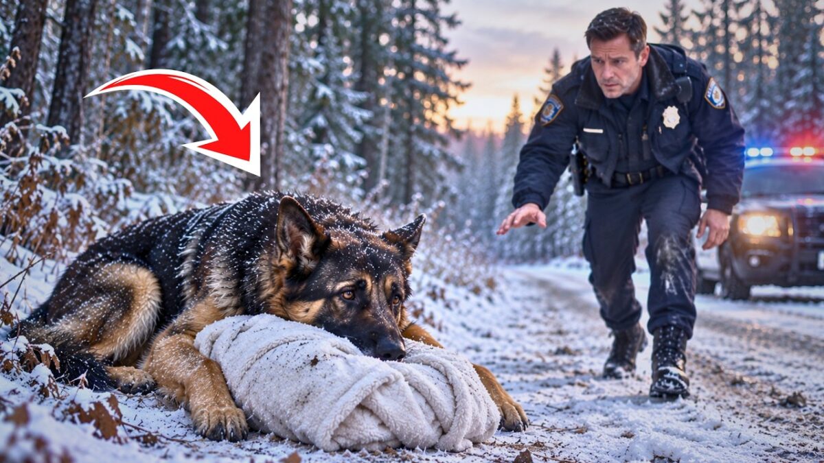 A Freezing German Shepherd Guarded a Bundle in Snow—What the Officer Found Inside Left Him Stunned