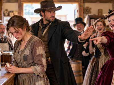 They Laughed at the Poor Woman’s Patched Dress—Millionaire Cowboy Said, “That’s Enough”