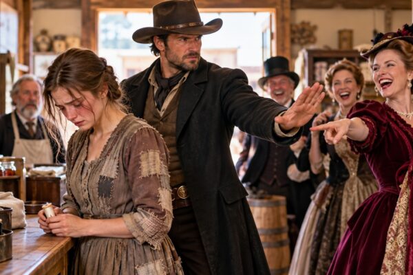 They Laughed at the Poor Woman’s Patched Dress—Millionaire Cowboy Said, “That’s Enough”