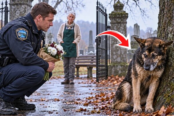 Officer Came to Visit His Wife’s Grave—But an Abandoned German Shepherd Was Waiting by the Gate…