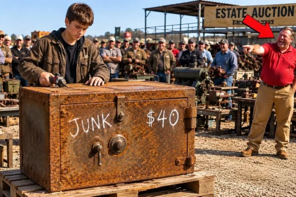 The Whole Auction Laughed at The Little Boy’s $40 Rusted Safe — Until He Cut It Open