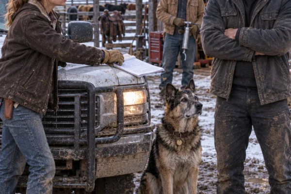 For three generations, my family survived Montana winters by never depending on anyone who could pack up and walk away. When I caught an imposing stranger and his 90-pound German Shepherd sleeping in my bunkhouse, I almost pulled my bear spray—until he saved my herd from a stampede. But six days later, after a corporate scout offered him $128,000 to leave, I SLID A FULL-TIME CONTRACT ACROSS THE HOOD, ONLY FOR THE FORMER NAVY SEAL TO REFUSE IT WITH A QUESTION THAT STOPPED MY HEART.