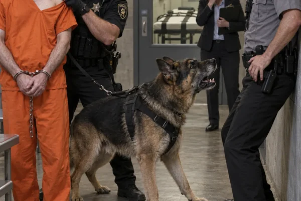 He unleashed a furious, bone-rattling bark directly at Officer Hail.