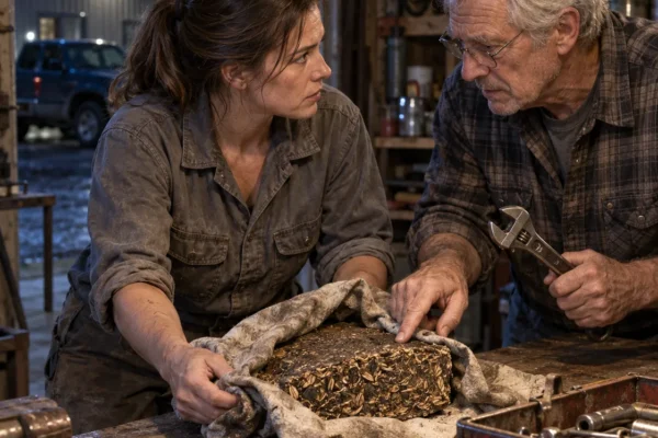 For eleven harvests, our plant burned tons of sunflower husks as worthless waste, but the night a jammed conveyor dropped an impossible solid slab onto the concrete, my seventy-one-year-old father examined the fracture in his shop and asked the one question that changed everything.