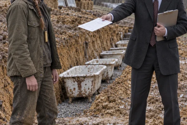 When the supply manager handed me a municipal citation for stacking 800 rusty bathtubs on my late grandfather’s clay hillside, he told me to sell before the auction—until winter arrived, and our unheated trenches produced January tomatoes that silenced the county.