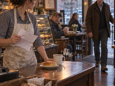 I Told the Quiet Old Man Who Sat in My Bakery Every Morning, “This Is a Business, Not a Waiting Room.” Weeks Later, a Letter Said My Rent Was Going Up Nearly 30%. I Called the Owner’s Office Begging for a Meeting—and When the Receptionist Finally Gave Me His Name, My Fingers Let Go of the Phone.